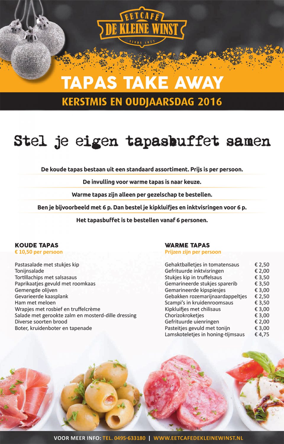 Tapas Take Away Kerstmis en Oudjaarsdag 2016