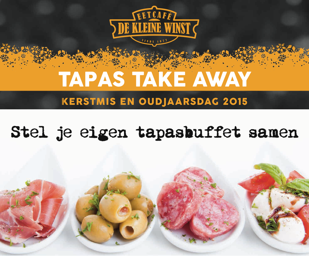 Tapas Take Away Kerstmis en Oudjaarsdag 2015