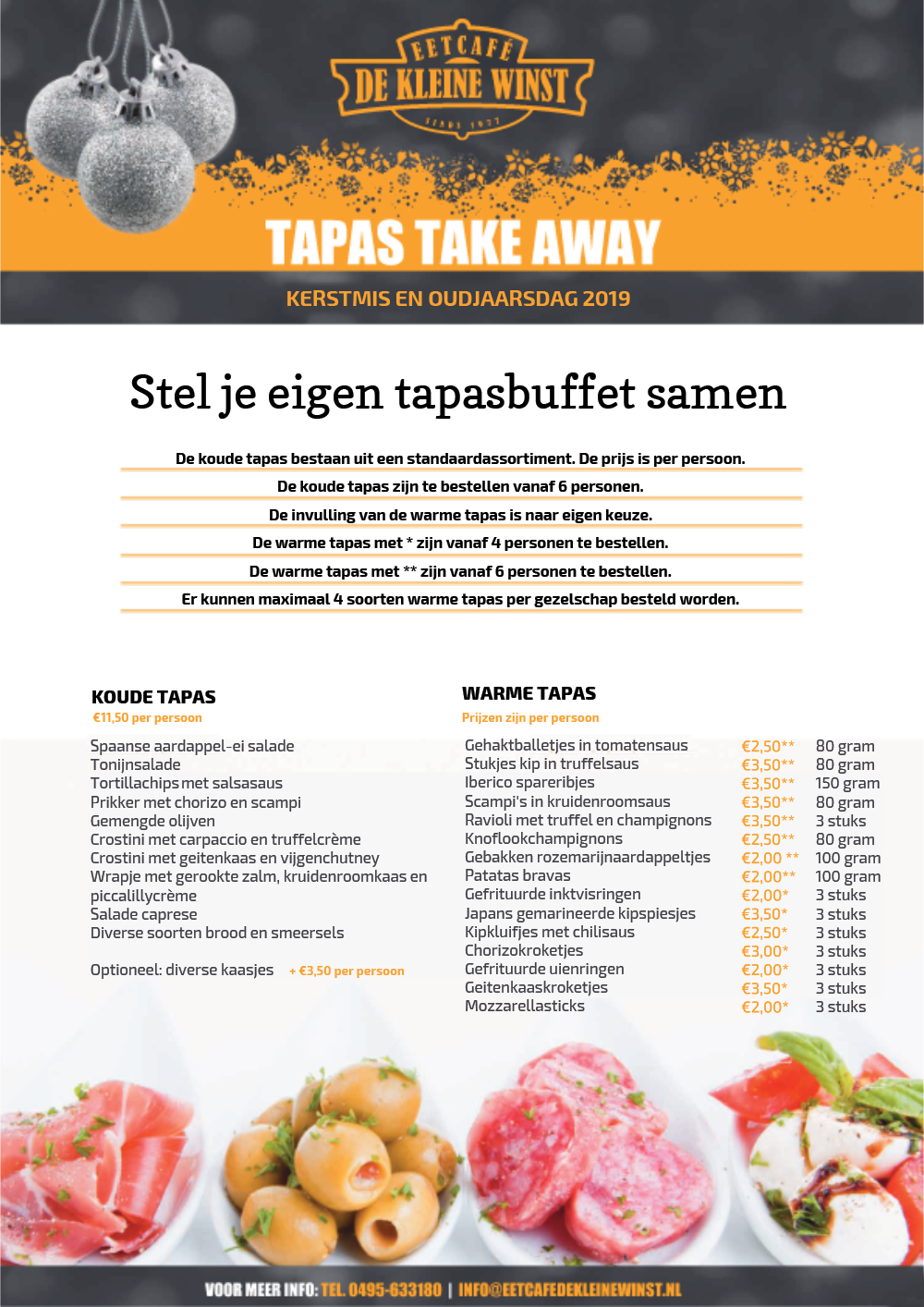 Tapas Take Away Kerstmis en Oudjaarsdag 2019